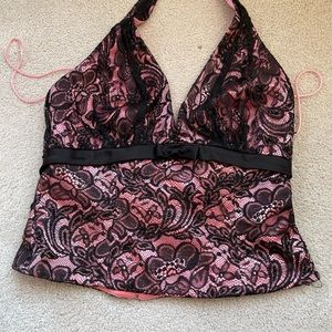 Beautiful beaded pink and black blouse ready for the holidays or special day !